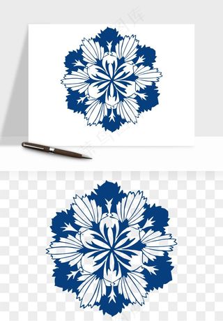 青花瓷花纹花卉图案png免抠