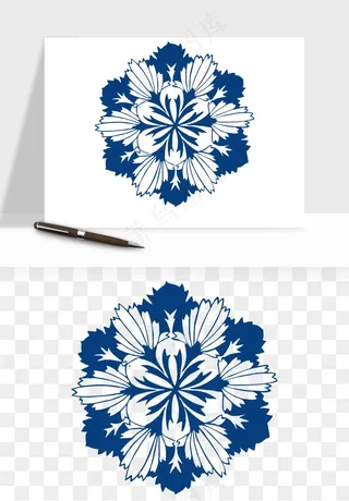 青花瓷花纹花卉图案png免抠