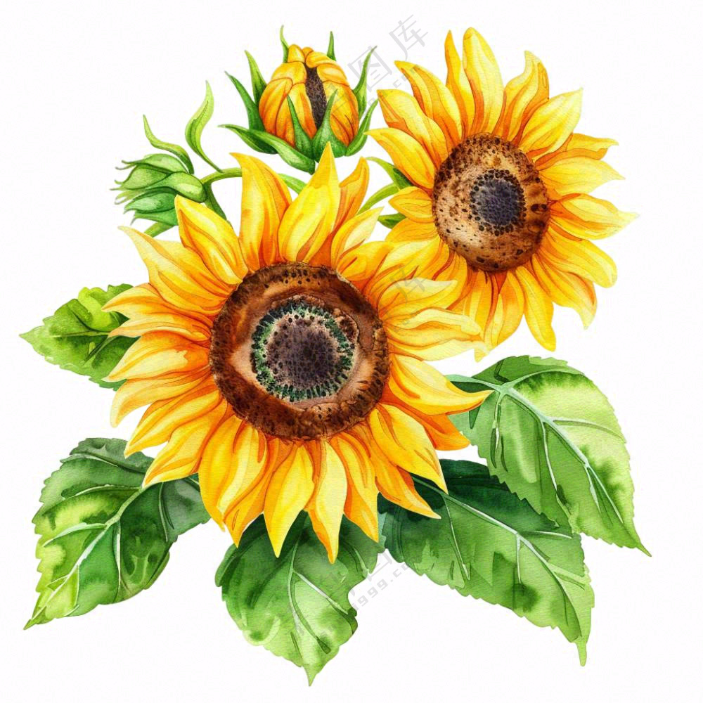 向日葵太阳花花朵插画免抠