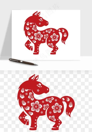 十二生肖剪纸中式纹样图案png免抠