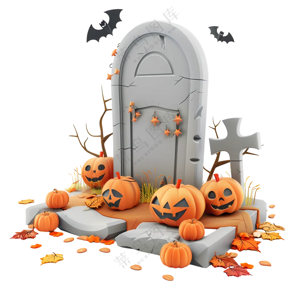 万圣节南瓜墓碑