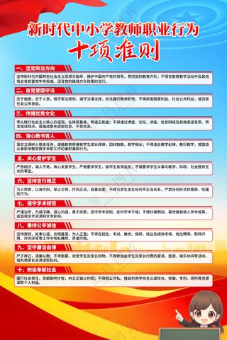 新时代中小学教师职业行为十项准则海报