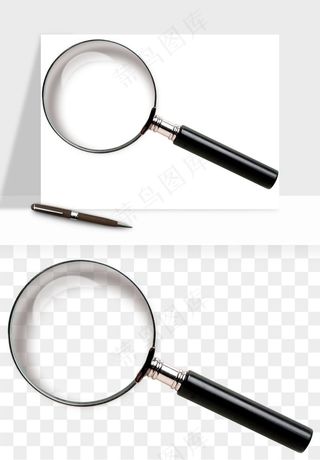 手绘放大镜镜片png免抠