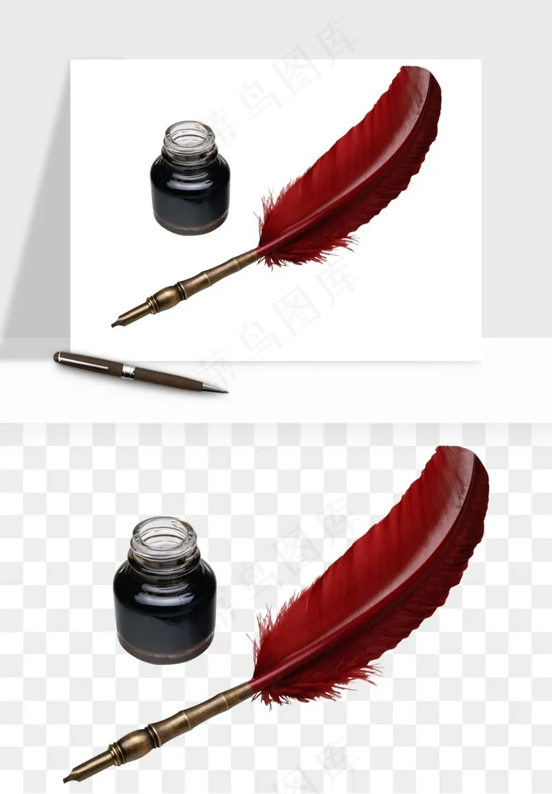 复古羽毛笔png免抠