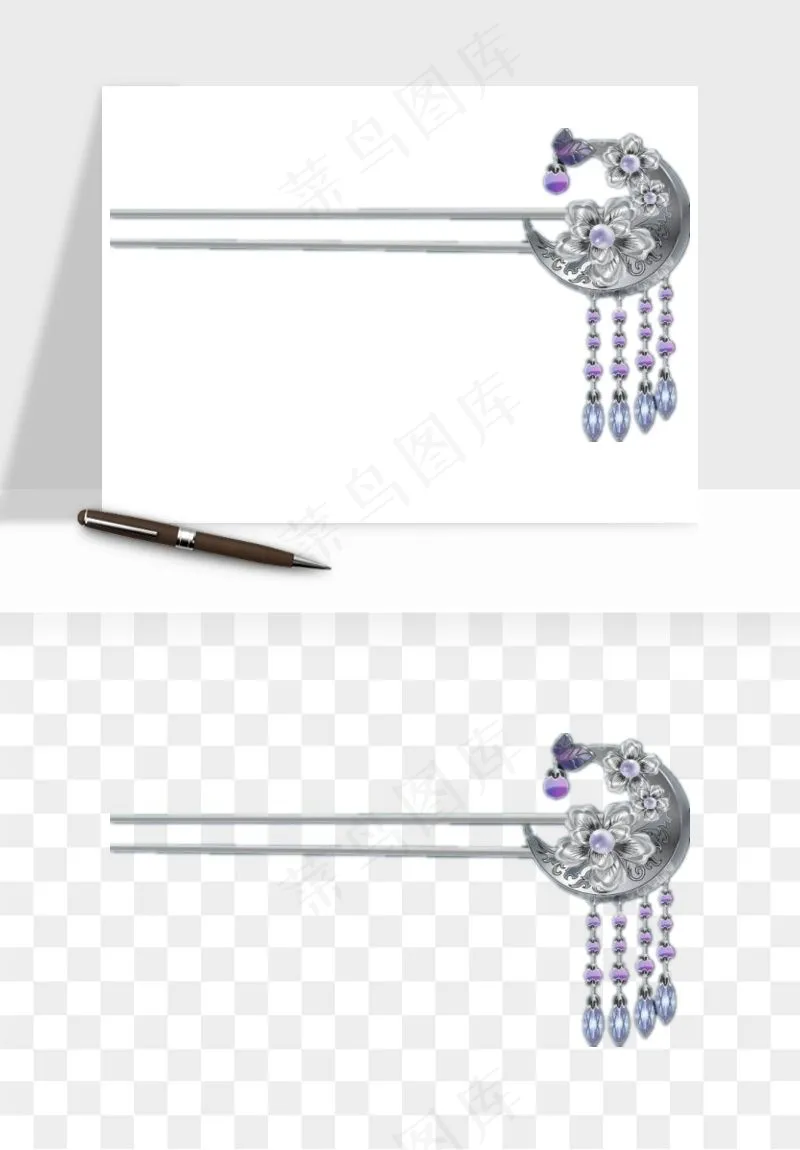 古风发簪头饰配饰png免抠