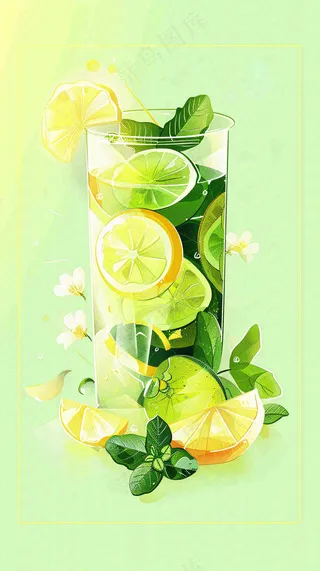 夏日饮品饮料清凉背景