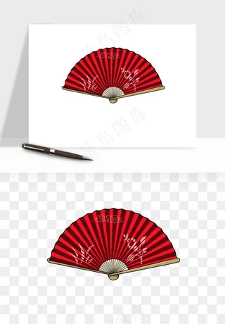古风扇子元素png免抠