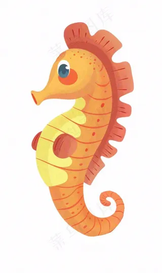 海马海洋动物卡通插画免抠