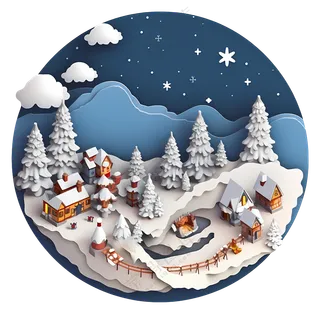 冬季村-夜晚的雪冬季村