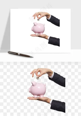 存钱罐理财金猪png免抠