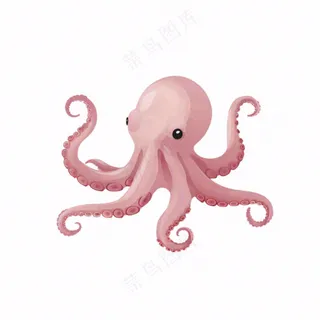 海洋动物章鱼墨鱼鱿鱼卡通插画免抠