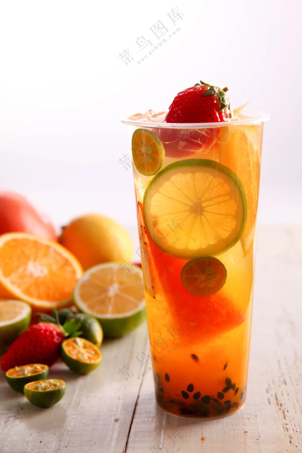 水果茶 饮品 水果 柠檬 百香果