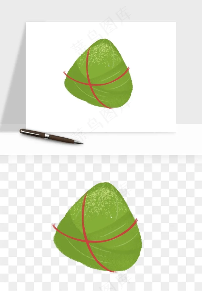 国潮粽子手绘肉粽png免抠