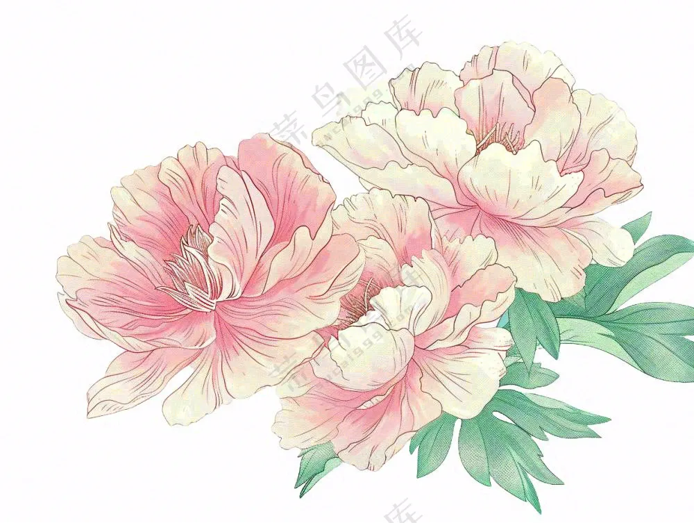 牡丹花朵国花插画免抠