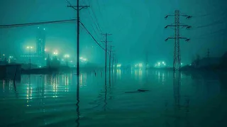 洪水自然灾害防洪预警摄影图