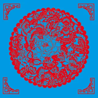 红色简约蝶恋花剪纸