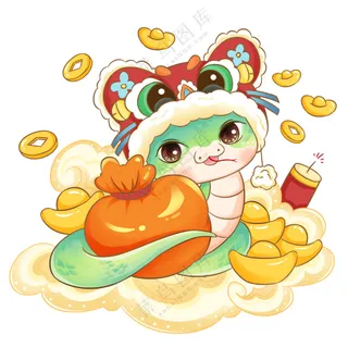 蛇年IP形象插画2025新春贺岁吉祥物蛇宝宝PSD分层图-26