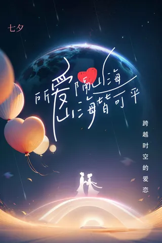 人物插画七夕节日传统活动海报