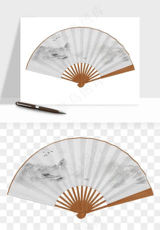 古风扇子元素png免抠