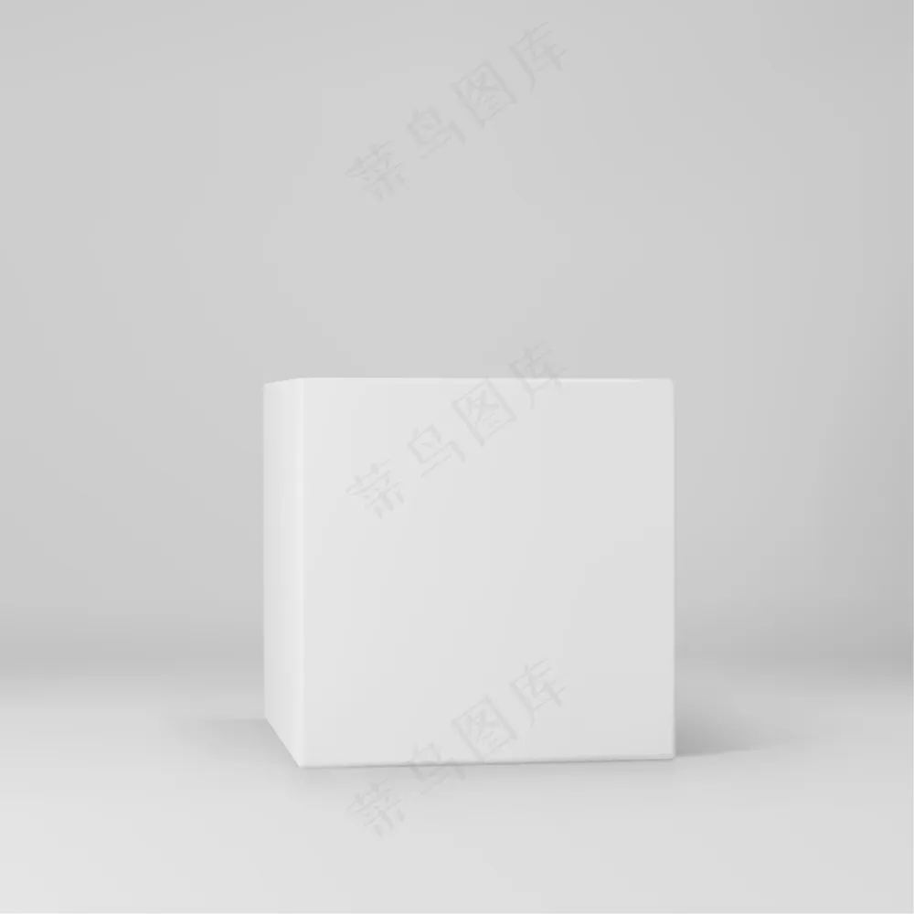 白色3d立方体与透视 灰色背景 3d建模盒 照明和阴影矢量图标