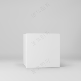 白色3d立方体与透视 灰色背景 3d建模盒 照明和阴影矢量图标