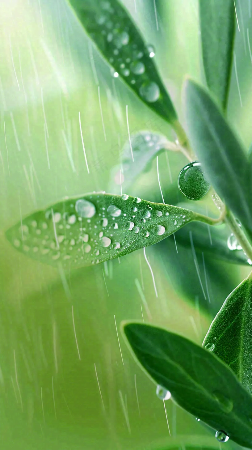 春天梅雨时节绿叶谷雨寒露摄影图