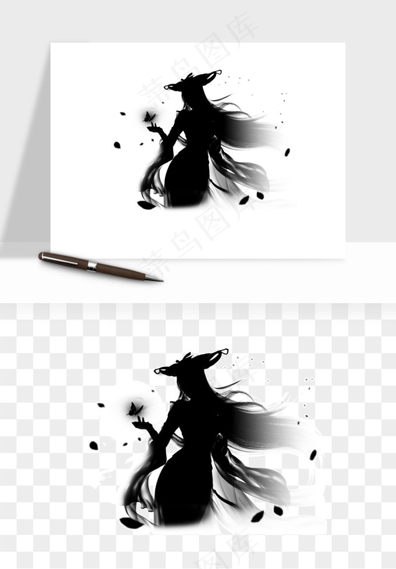 水墨江湖侠客武侠剪影png免抠