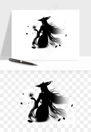 水墨江湖侠客武侠剪影png免抠
