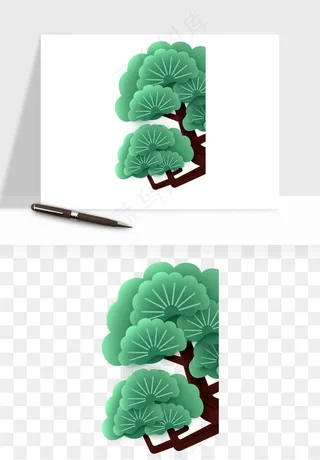 国潮松树松枝松叶png免抠