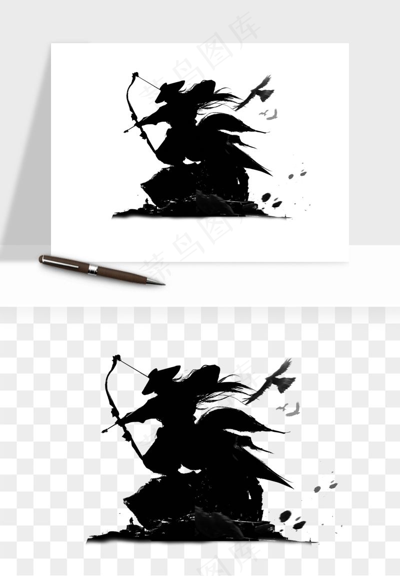 水墨江湖侠客武侠剪影png免抠