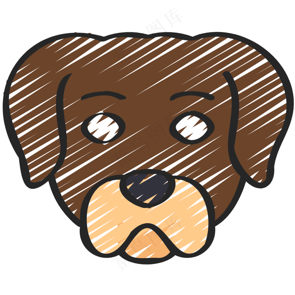 可爱棕色小狗头像 铅笔手绘图标icon