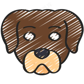 可爱棕色小狗头像 铅笔手绘图标icon