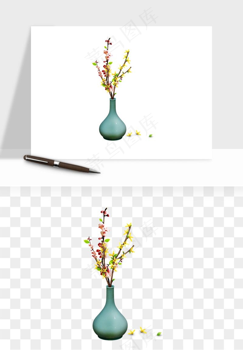 花瓶摆件花艺png免抠图
