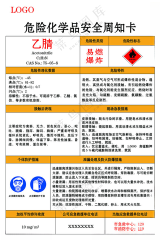 乙腈危险化学品安全周知卡危险PSD分层素材