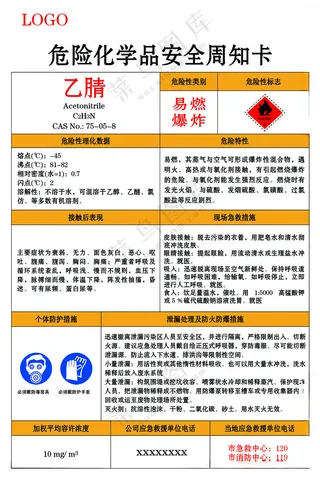 乙腈危险化学品安全周知卡危险PSD分层素材