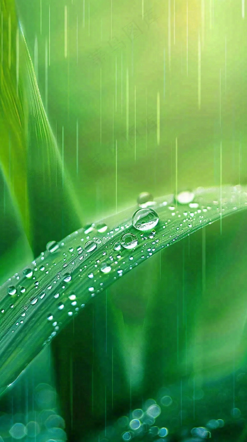 春天梅雨时节绿叶谷雨寒露摄影图