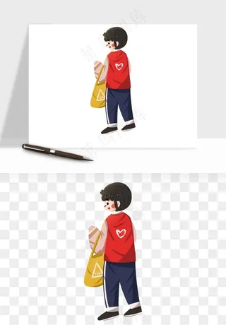 手绘志愿者人物插画png免抠