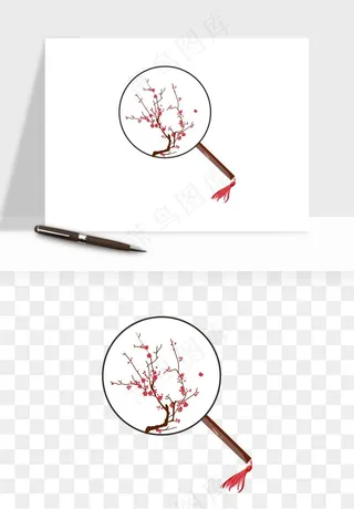 古风扇子元素png免抠