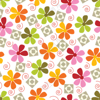 花朵螺旋线等图案无缝拼接免抠素材