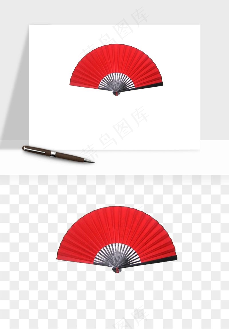 古风扇子元素png免抠