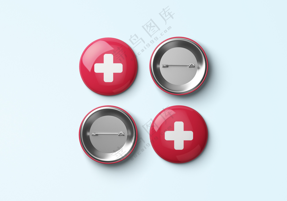 红色金属徽章胸针胸章吧唧样机(7)