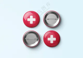 红色金属徽章胸针胸章吧唧样机(7)