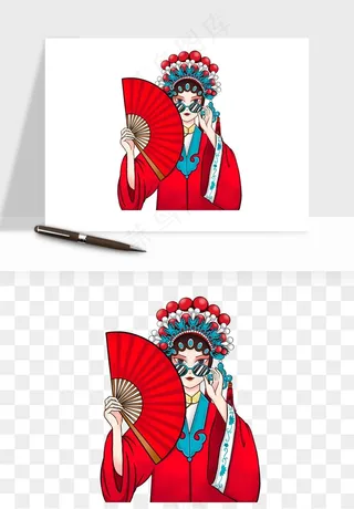 手绘国潮女性人物插画png免抠