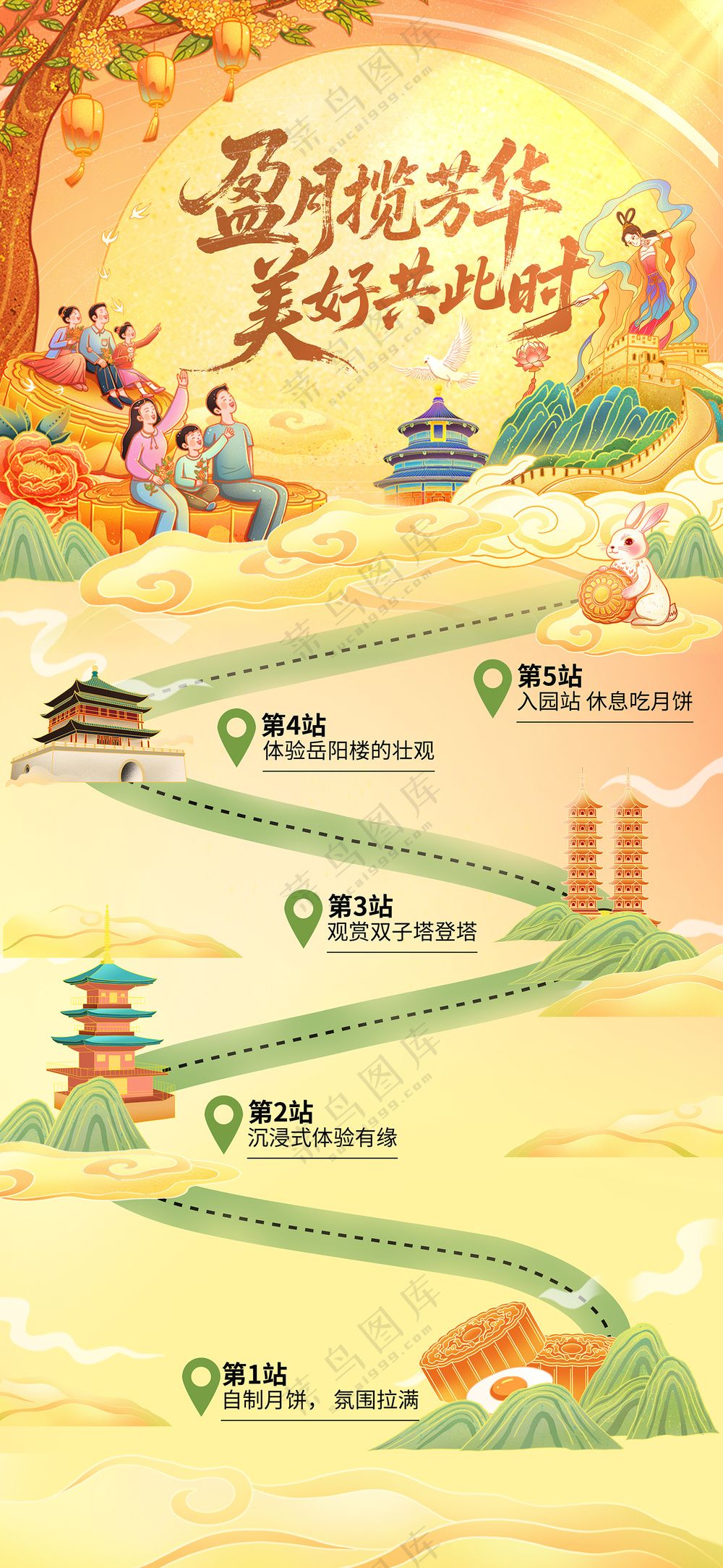 简约国潮中国风中秋节日旅游海报