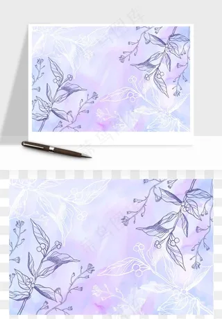 水彩花卉手绘矢量背景