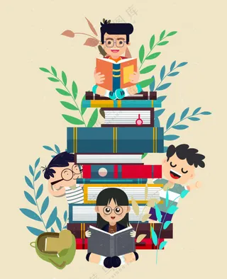 读书的学生插画