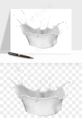 飞溅的牛奶牛奶杯元素png免抠