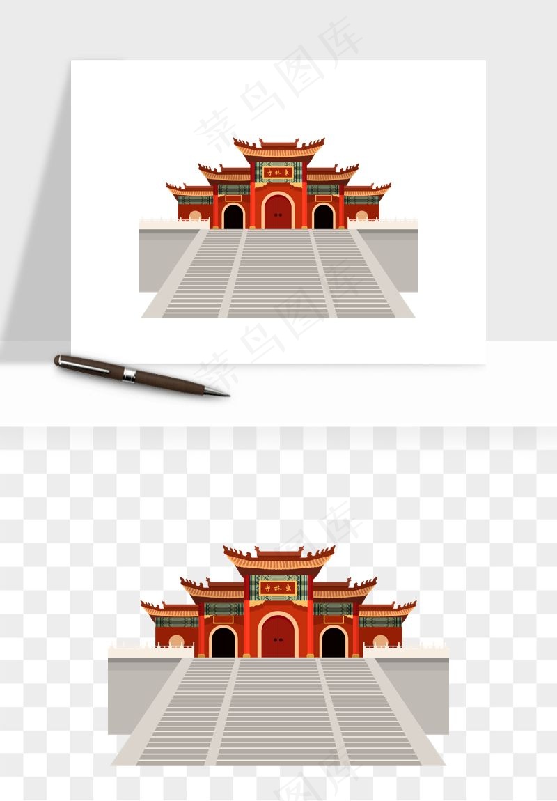国潮风古建筑古楼古塔鼓楼psd,png免抠图