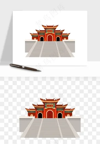 国潮风古建筑古楼古塔鼓楼psd,png免抠图