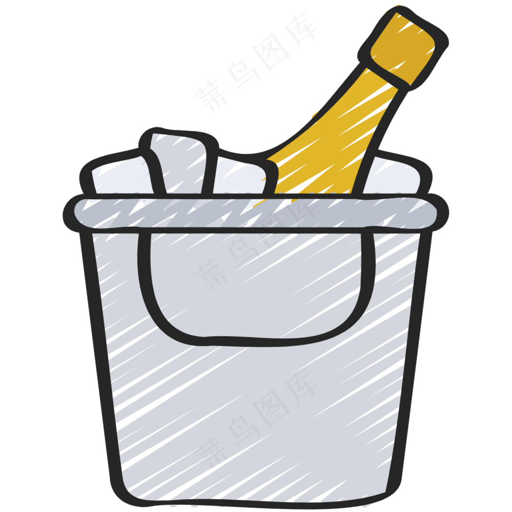 香槟桶 冰桶 铅笔手绘图标icon